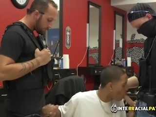 Suspect is being fuck in doggystyle by the interracial gay patrol! watch now