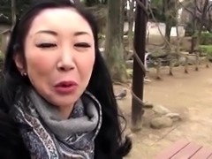 Mature Asian lady with small tits has a lust for young meat 