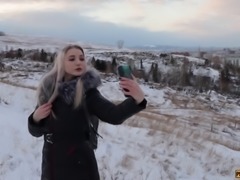Winter Blowjob and Sex With a Young Cute Girl In a Fur Coat - Swallow Cum