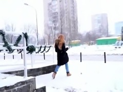 Cute Russian teen with a lovely ass gets rammed doggystyle
