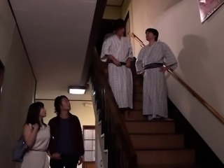 Luscious Japanese wife has two boys fulfilling her desires