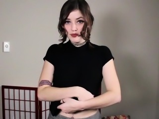 Sensual brunette camgirl buries a dildo in her fiery pussy