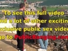 A very cute blond teen girl public fucking with 2 boys in public with oral deep throat blowjob and vaginal sexual threesome intercourse with vaginal pussy fuck while random strangers see them during this exciting adult adventure recorded on a video