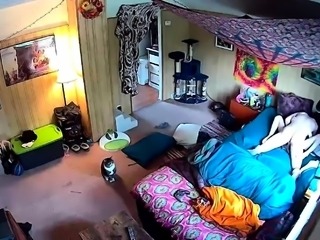 Horny amateur lovers enjoying passionate sex on hidden cam 