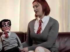 Wild redhead schoolgirl enjoys her time with her new sex toy