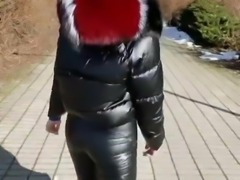 Miss Fur in Glossy Short Puffer Jacket
