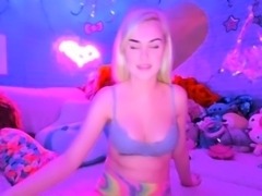 Orgasm of blonde Teen with big boobs