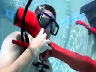 Sultry redhead mistress feeds her lust for cock underwater 
