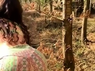 Beautiful teen fucked doggystyle and facialized in the woods
