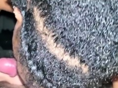 Amateur ebony girl sucking and fucking a white cock in POV