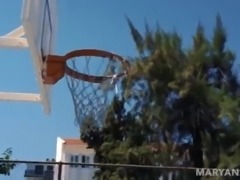 TWO GIRLS PUSSY BALL. Maryana Rose got horny during a basketball and seduced...