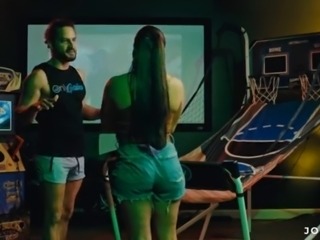 Beautiful Latina MILF Jolla gets fucked while shooting hoops at her friend's game room
