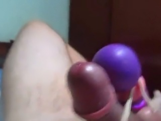 Huge vibrator cumshot on cock