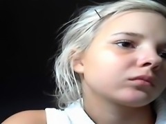 Blonde teen with huge breast masturbating on webcam