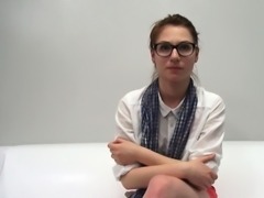 Nerdy amateur teen interviewed and fucked in porn audition