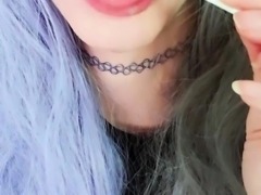 Kinky amateur teen lollipop sucking and drooling on webcam