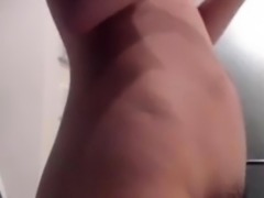 Russian brunette busty camgirl masturbating on webcam