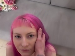 Pink haired teen having wild taboo affair with stepbrother
