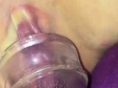 Suck that cum out. Pussy pump close up !!!
