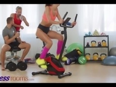 Skinny French Megane Lopez DP fucked during workout