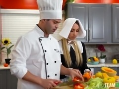 Lustful cook prepares Khloe Kapri for a hot fuck