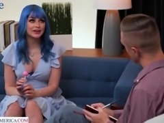 Jewelz Blu with big ass and tits seduced her doctor Alex Mack to fuck on a sofa