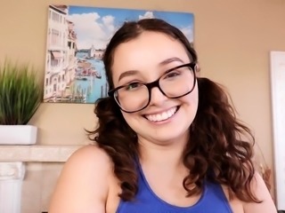 Nerdy schoolgirl cumming hard with a big cock in her pussy
