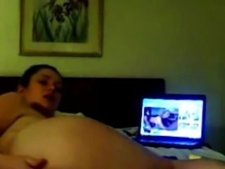 watching porn with toy in my ass