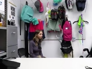 Slim Busty Teen Shoplifter Sucks the Security Officer's Cock And Fucks For Her Freedom