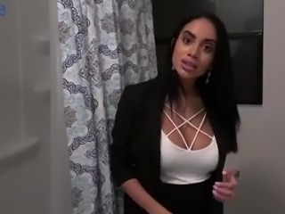 Super busty Latina babe Victoria June plays with cum in mouth before swallowing