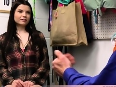 Cute brunette teen caught shoplifting