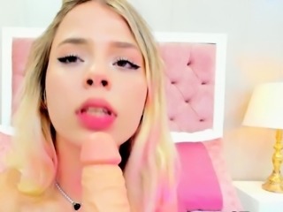 Horny Petite Blonde Slobbery Blowjob On Cam