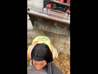 Amateur brunette sucking husband's cock clean outdoors