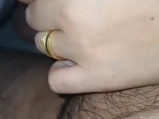 Guess whats going on under the blanket when the stepmom touches her stepsons cock?