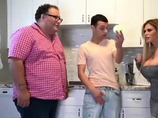 Big tittied housewife cuckolds husband with young stud