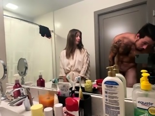 Amateur couple enjoying hot sex action in the bathroom