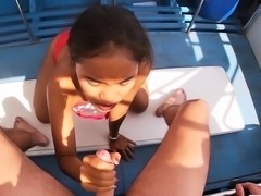 Hot Thai teen enjoyed the summer on cock