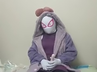 Spidergwen vibrates and cums multiple times in a sexy purple dress.