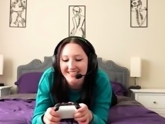 Black stud brings gamer babe to orgasm with his big cock