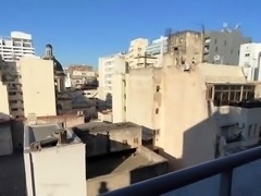 Big tits teen cutie fucked in bathroom and public balcony  