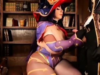 BBW freak in costume submits to relentless pussy drilling 