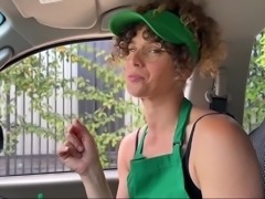 Curly barista went home with a customer for a quick fuck