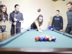 Milf in stockings banged on the pool table - Amateur Orgy