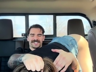 Hot babe sucks cock and gets anally drilled in the car