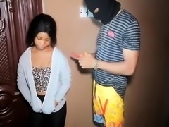 Slutty ebony wife banged doggystyle by masked stranger