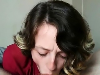 Small-Titted Babe Sucks Balls in POV Blowjob Video