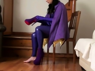two women fetish latex asslicking and anal mff