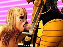 3d dickgirl android fucks sexy blonde in the sci-fi bedroom