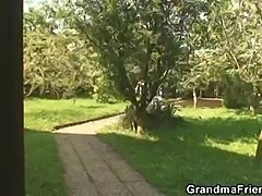 Naughty granny takes two cocks at once