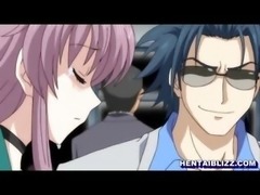 Roped hentai with blindfold gets drilled vibtrator into her wetpussy